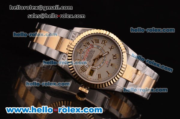 Rolex Sky-Dweller Asia 2813 Automatic Two Tone Case/Strap with Grey Dial and Roman Markers - Click Image to Close